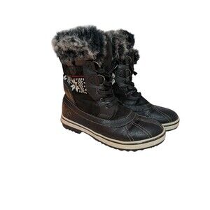 Northside Brookelle Women 10 Black Winter Snow Boots Faux Fur Waterproof